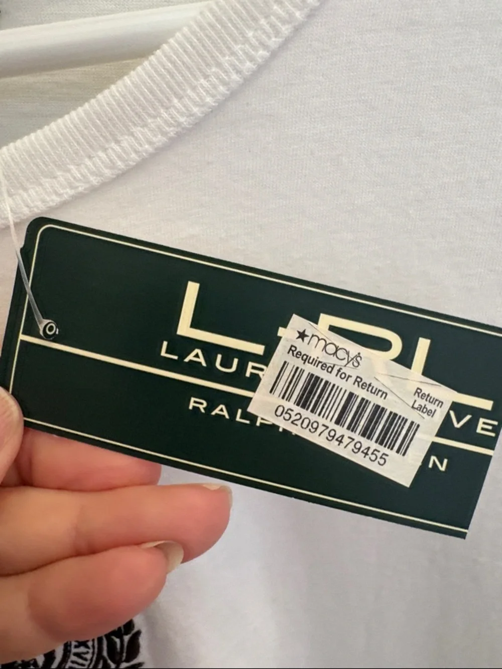 Lauren ralph lauren active White Tee with Black insignia- size XL NWT but flaw - Picture 3 of 8